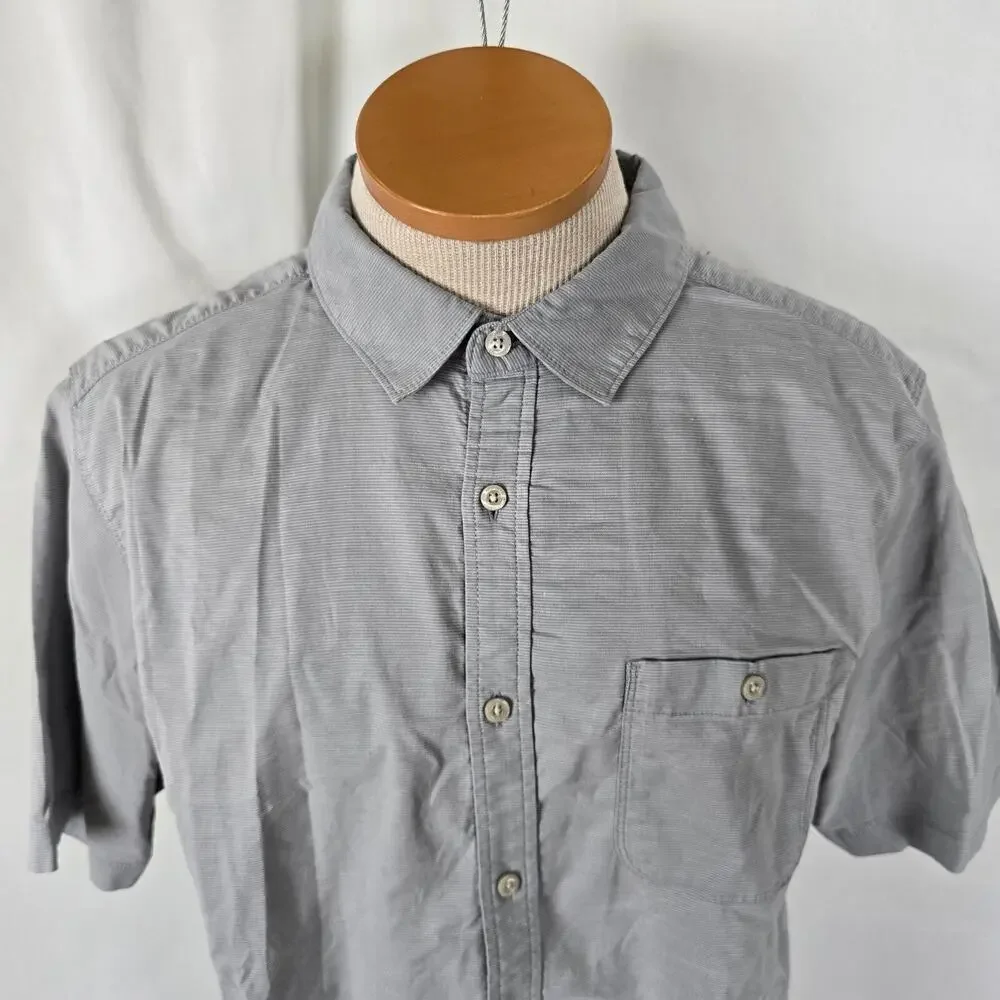 The North Face Button Down Shirt Men's L Gray Short Sleeve Collar Pocket